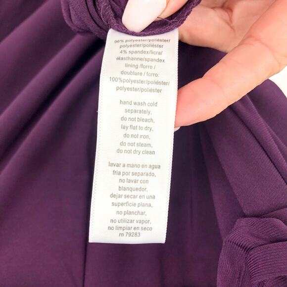 ALEX EVENINGS Matte Jersey A-Line Dress Size 16 Eggplant Purple Cowlneck NWT - Picture 11 of 12